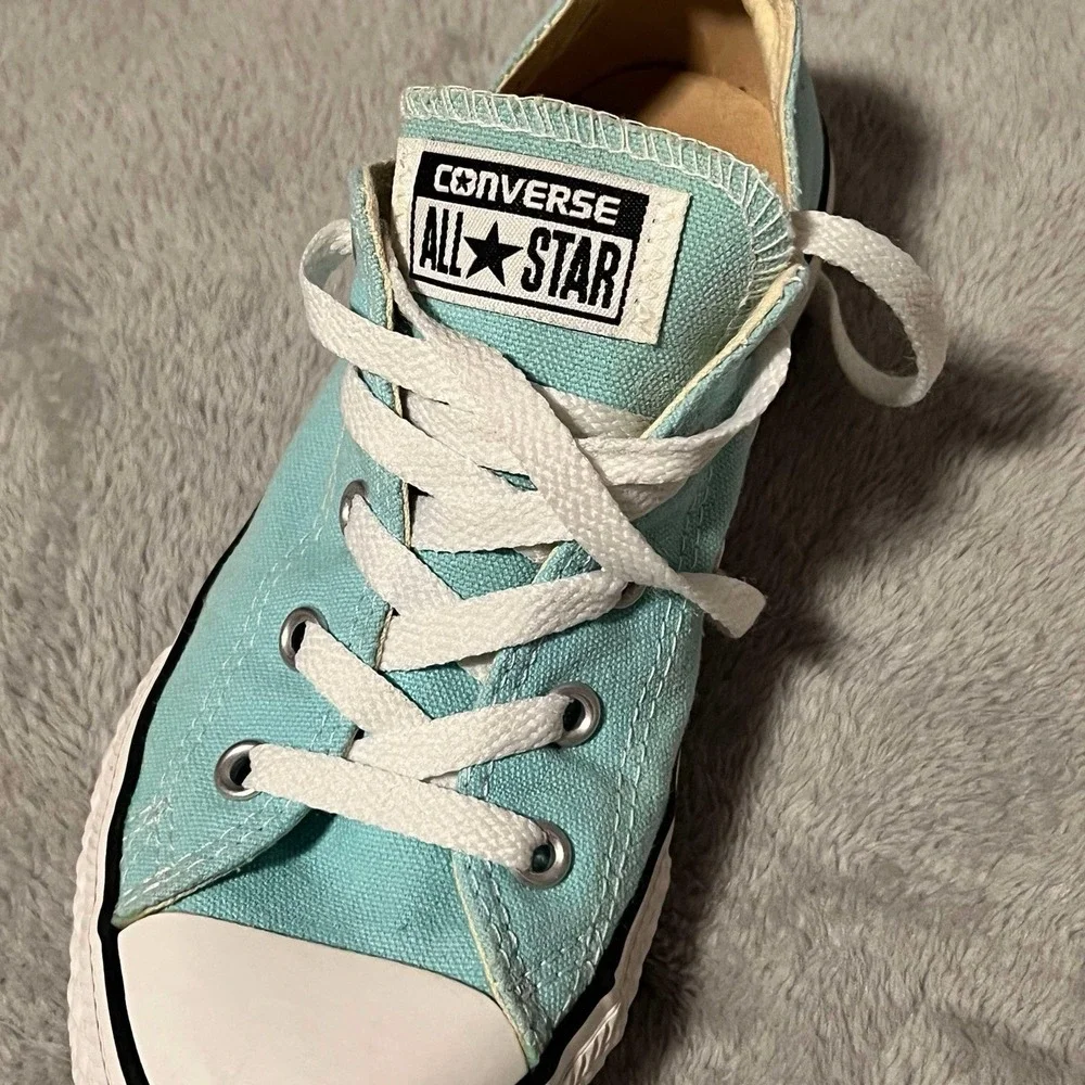 Converse All‎ Star shoes Unisex Youth Size 2 Turquoise Blue Low Top Sneakers